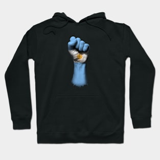 Flag of Argentina on a Raised Clenched Fist Hoodie